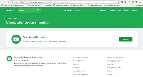 khan academy coding for beginners