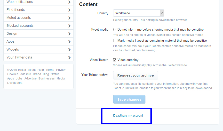 how to delete twitter account