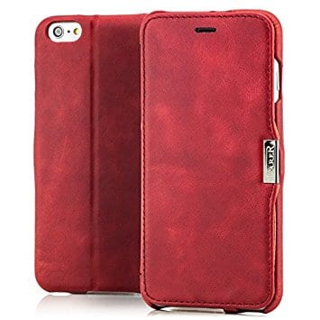 Red Retro Leather Flip Phone Case