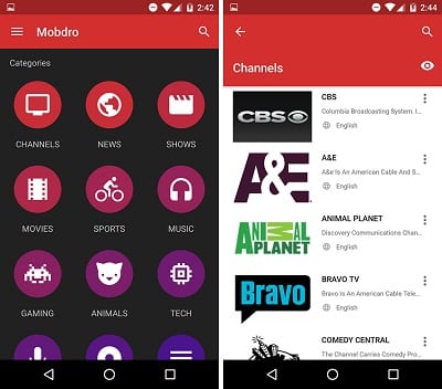Mobdro Android Mobile TV apps